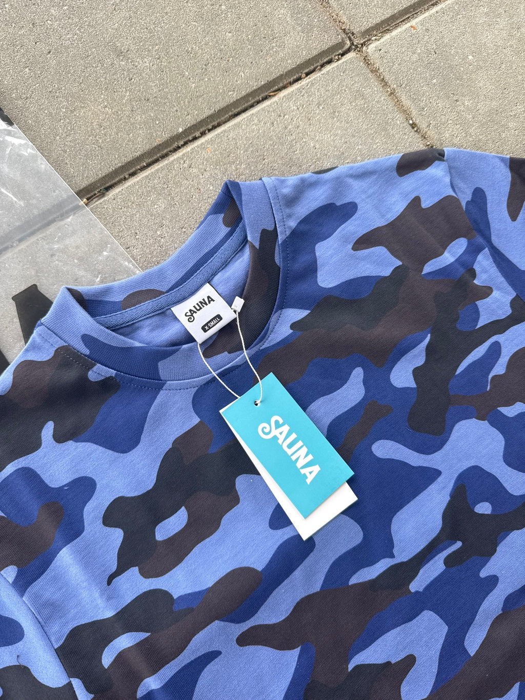Blå Camo Sauna Longsleeve – størrelse XS