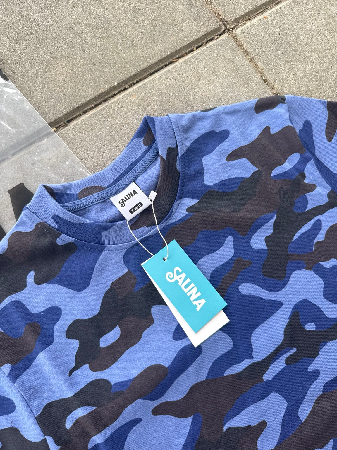 Blå Camo Sauna Longsleeve – størrelse XS