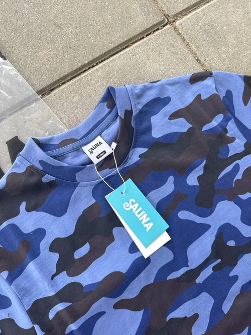 Blå Camo Sauna Longsleeve – størrelse XS