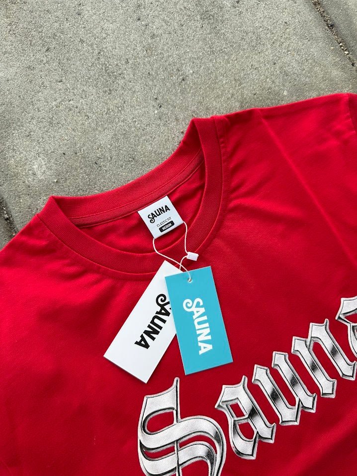 Rød Sauna T-shirt – detalje